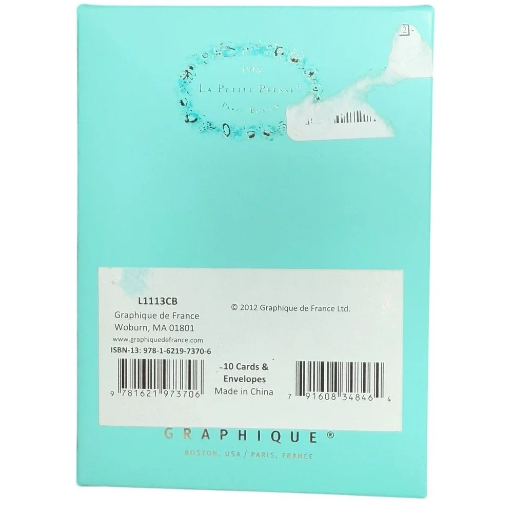 Graphique de France Big Ben‎ Cheers Gold Foil Note Cards Set 10 Boxed